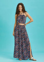 Yırtmaçlı Boyundan Bağlamalı Halter Yaka Yazlık Elbise 6348