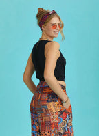 Lastikli Kolsuz Degaje Yaka Siyah Şık Crop Bluz 6520