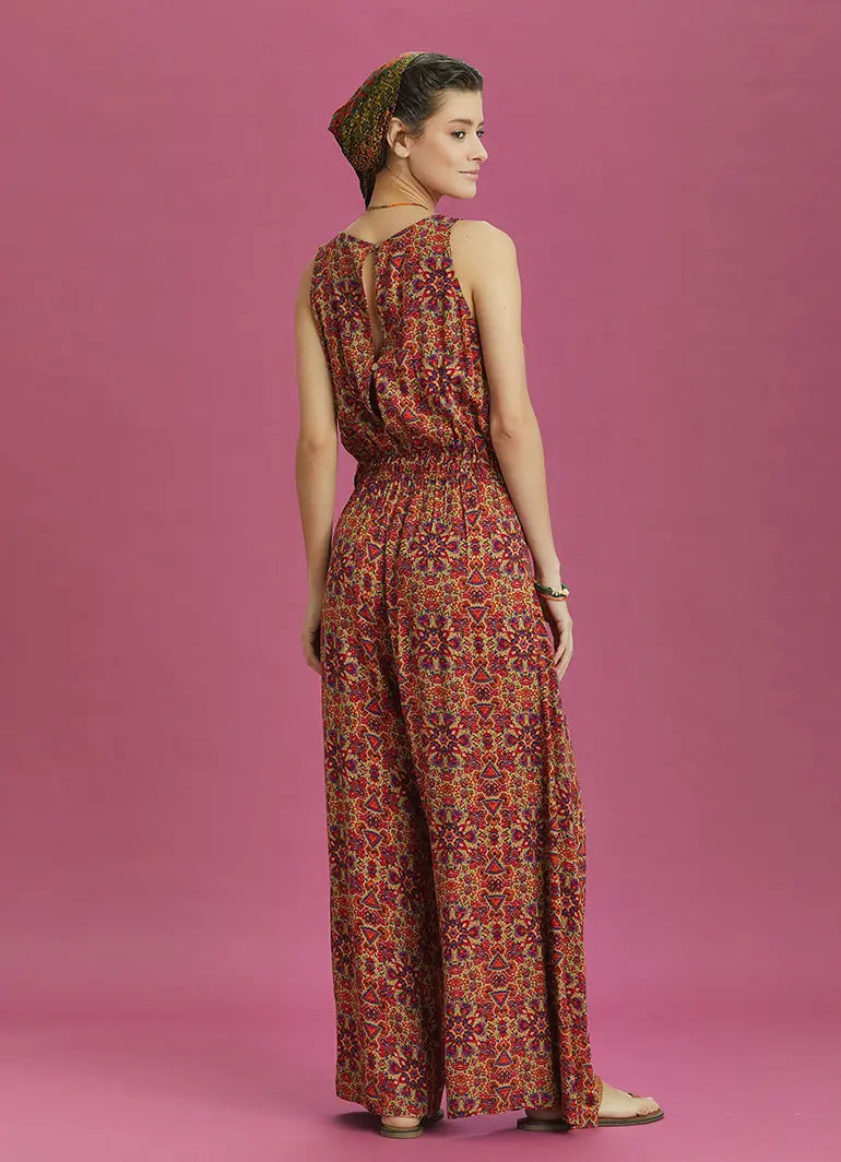 Desenli Kayık Yaka Otantik Tulum 6363