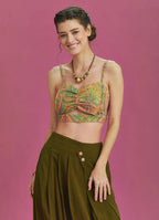 İnce Askılı Cut Out Detay Koton Desenli Bralet 6526