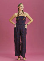 Desenli Geniş Paça Straplez Tulum 6326