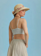 İnce Askılı Cut Out Detay Koton Krem Bralet 6525