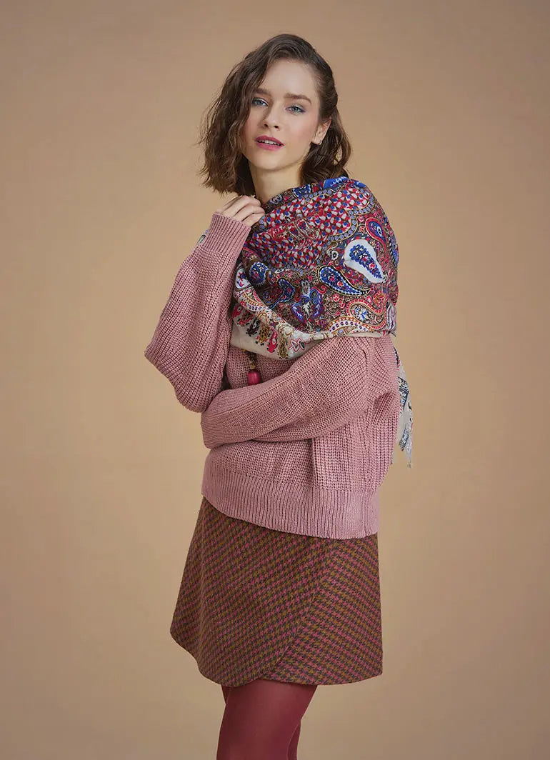 Patchwork Bej Desenli Şal 6731