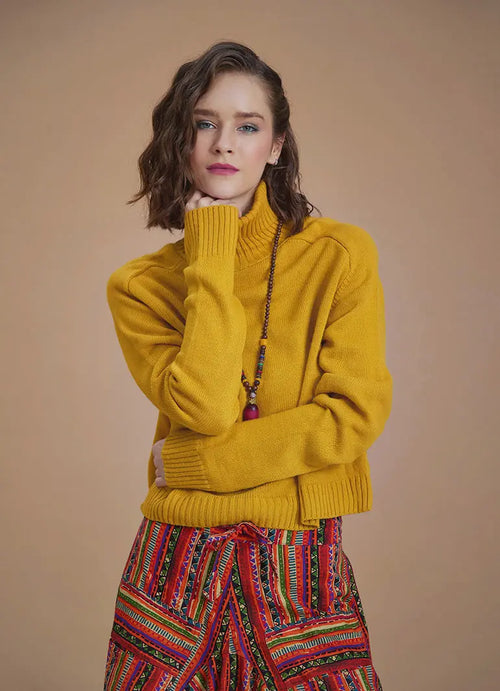 Bohem Stil Hardal Balıkçı Yaka Kazak 6629