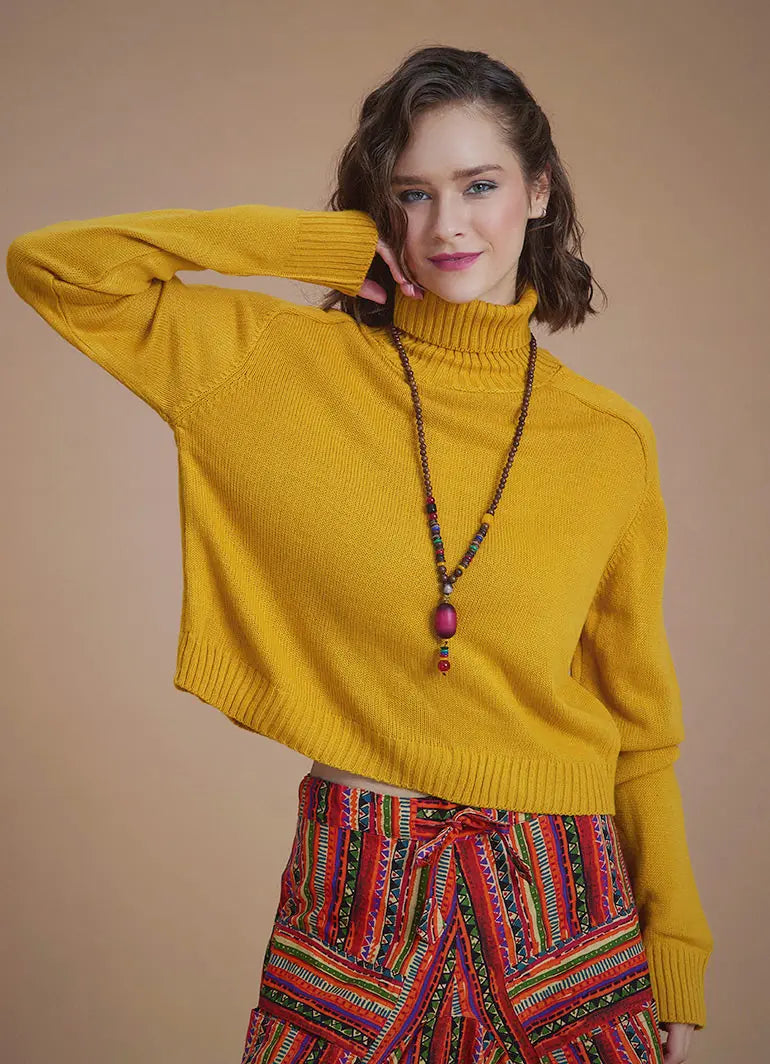 Bohem Stil Hardal Balıkçı Yaka Kazak 6629