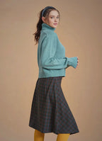 Bohem Stil Yeşil Balıkçı Yaka Kazak 6628