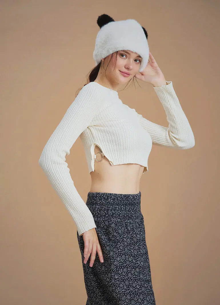 Halka Detaylı Crop Kışlık Kazak 6592