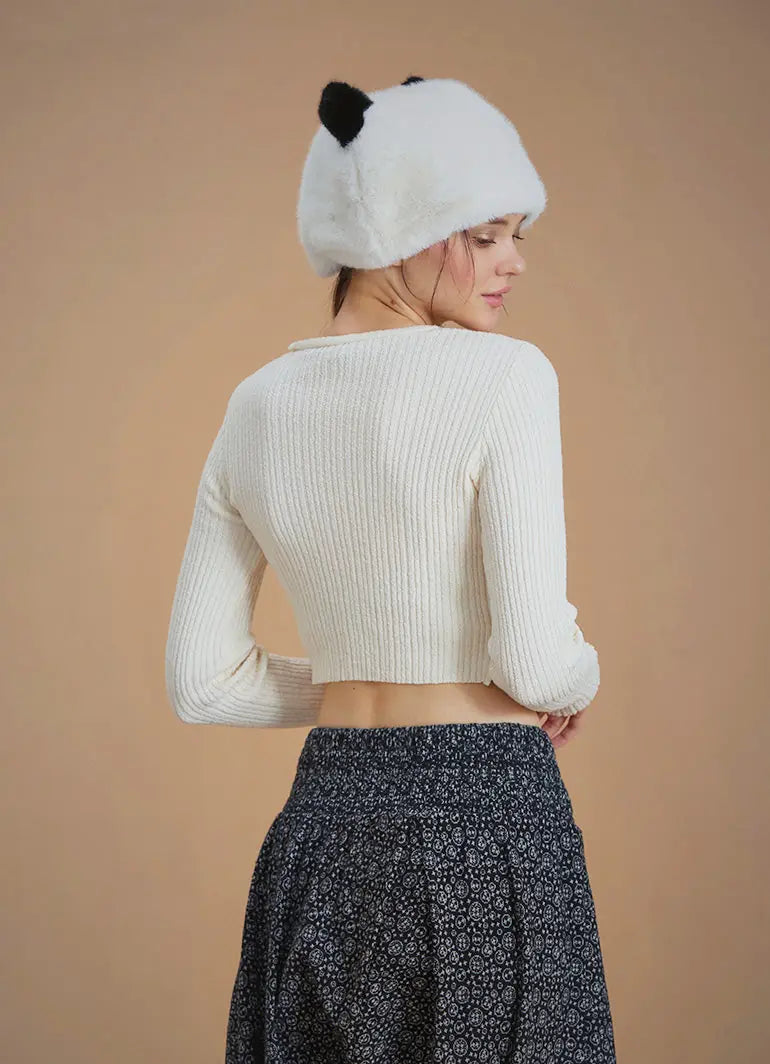 Halka Detaylı Crop Kışlık Kazak 6592
