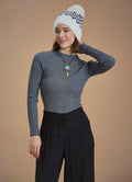Bisiklet Yaka Slim Antrasit Triko Kazak 6588