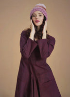 Zigzag Pembe Desenli Kadın Bere 6708