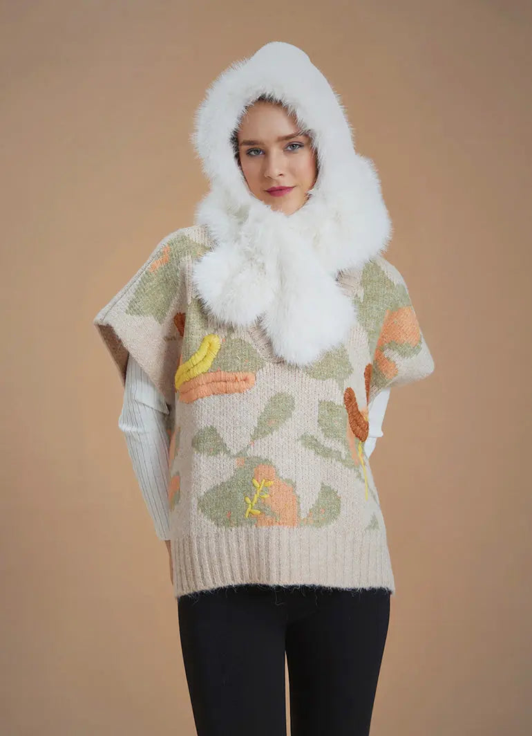 Tavşan Kulaklı Beyaz Peluş Şapka 6719