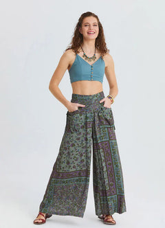 Loose Fit Agora Floral Harem Pants with Pocket Detail 7200