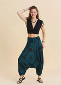 Drape Bel Paçası Lastikli Petrol Yoga Pantolonu 7180