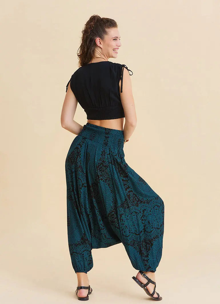 Drape Bel Paçası Lastikli Petrol Yoga Pantolonu 7180