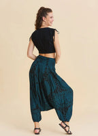 Drape Bel Paçası Lastikli Petrol Yoga Pantolonu 7180