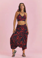 Drape Detay Beli Lastikli Şalvar Pantolon 6287