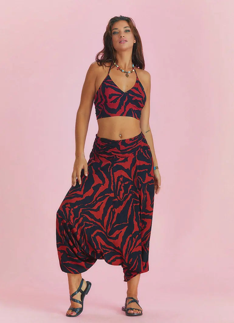 Drape Detay Beli Lastikli Şalvar Pantolon 6287