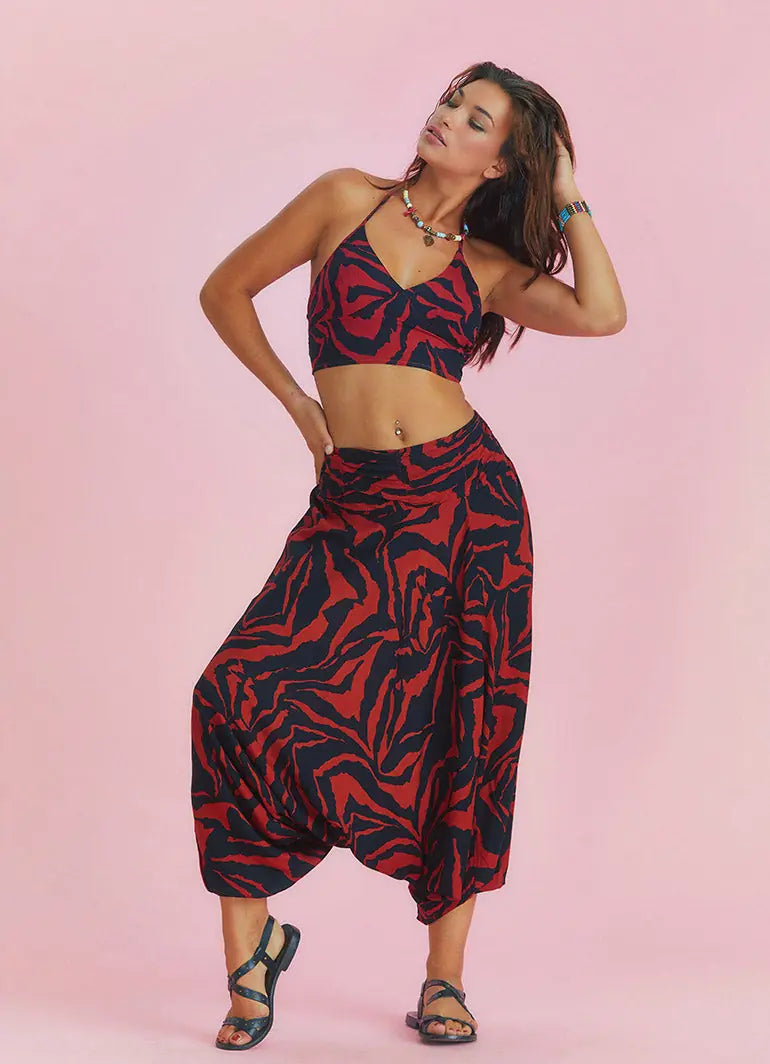 Drape Detay Beli Lastikli Şalvar Pantolon 6287