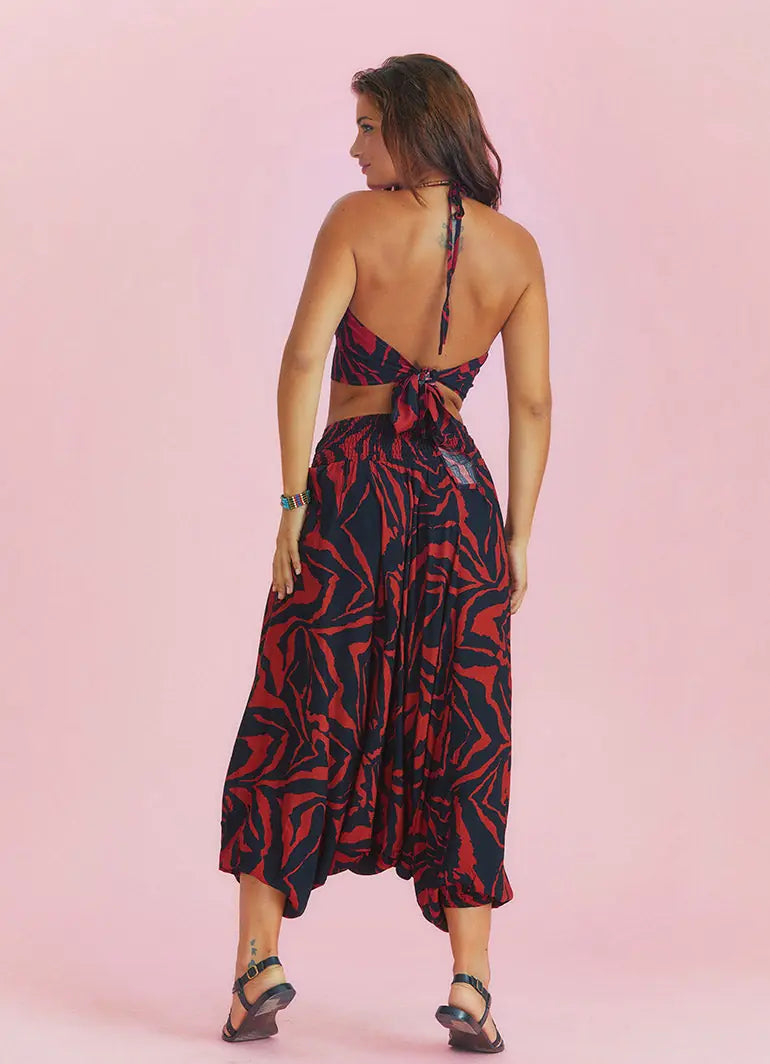 Drape Detay Beli Lastikli Şalvar Pantolon 6287