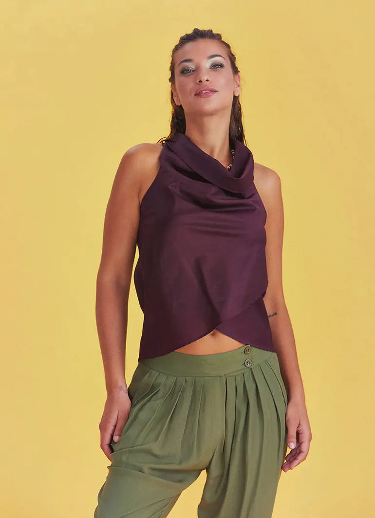 Bohem Tarz Degaje Yaka Otantik Bordo Bluz 2834
