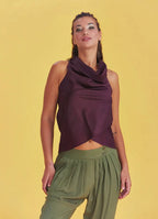 Bohem Tarz Degaje Yaka Otantik Bordo Bluz 2834