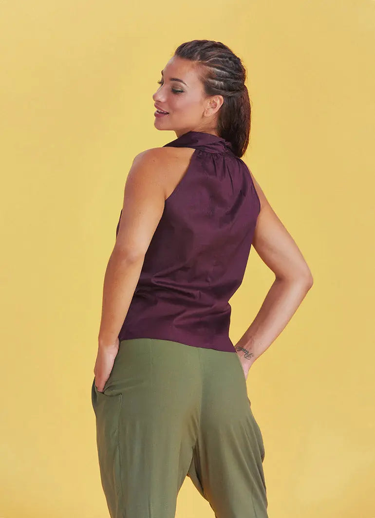 Bohem Tarz Degaje Yaka Otantik Bordo Bluz 2834