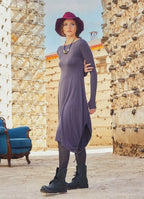Kayık Yaka Parmak Geçmeli Kışlık Antrasit Elbise 5071