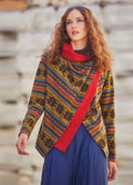 Parmak Geçmeli Salaş Kırmızı Kilim Desenli Hırka 5110