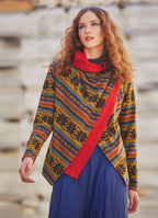 Parmak Geçmeli Salaş Kırmızı Kilim Desenli Hırka 5110