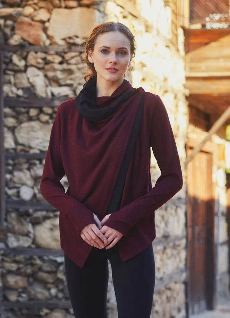 Parmak Geçmeli Salaş Bordo Hırka 5067