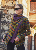 Parmak Geçmeli Salaş Mor Kilim Desenli Hırka 5111