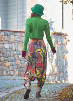 Lastikli Bel ve Paça Sarı Desenli Şalvar Pantolon 6679