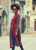 Otantik Desenli Gri Patchwork Tunik Elbise 2567