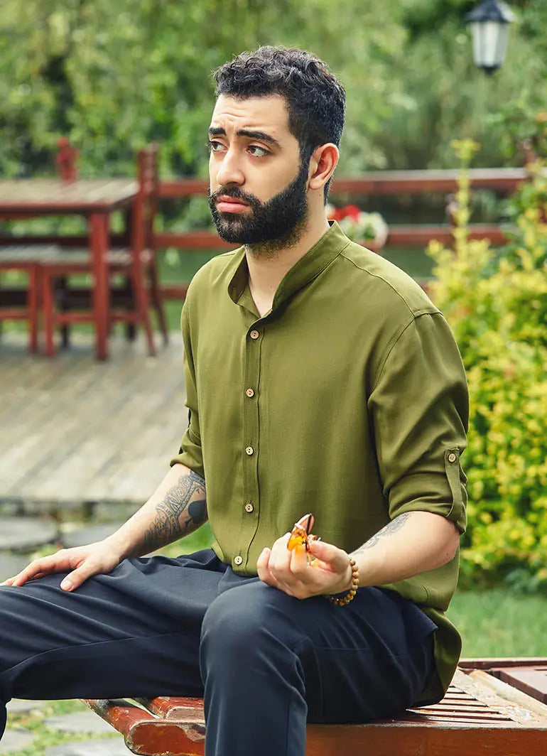 Rahat Kesim Hakim Yaka Erkek Haki Gömlek 2495