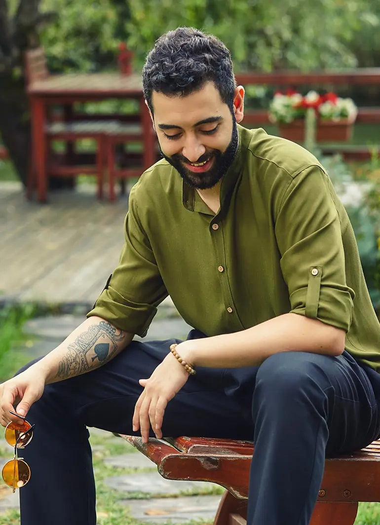 Rahat Kesim Hakim Yaka Erkek Haki Gömlek 2495