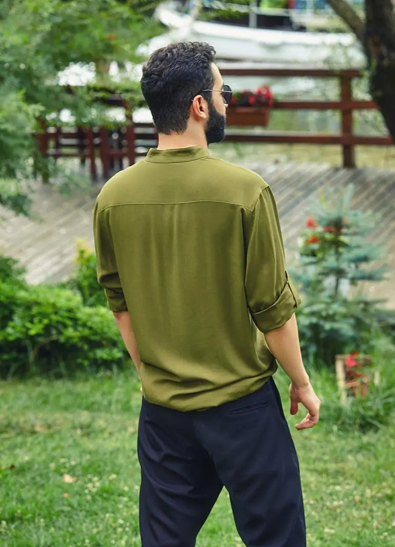 Rahat Kesim Hakim Yaka Erkek Haki Gömlek 2495