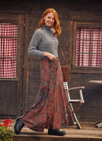 Etnik Desenli Patchwork Uzun Etek 3105
