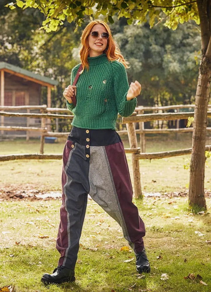 Bordo Bohem Tarz Şık Şalvar Kadın Pantolon 3149