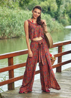 Retro Desenli Kayık Yaka Tulum Otantik Tulum 2449