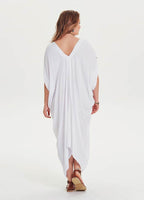 Boat Neck Off-the-Shoulder Plus Size White Dress 1227