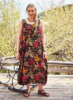 Floral Print Boat Neck Plus Size Dress 1219