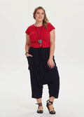 Plus Size Black Harem Pants with Capri Elastic Cuffs 1323