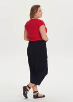 Plus Size Black Harem Pants with Capri Elastic Cuffs 1323