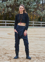 Black Bohemian Harem Pants with Drawstring Detail and Elastic Waist 6876