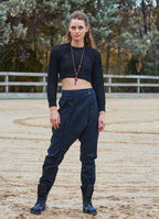 Black Bohemian Harem Pants with Drawstring Detail and Elastic Waist 6876