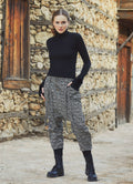 Patterned Harem Pants with Elastic Cuffs and Side Pockets 3260