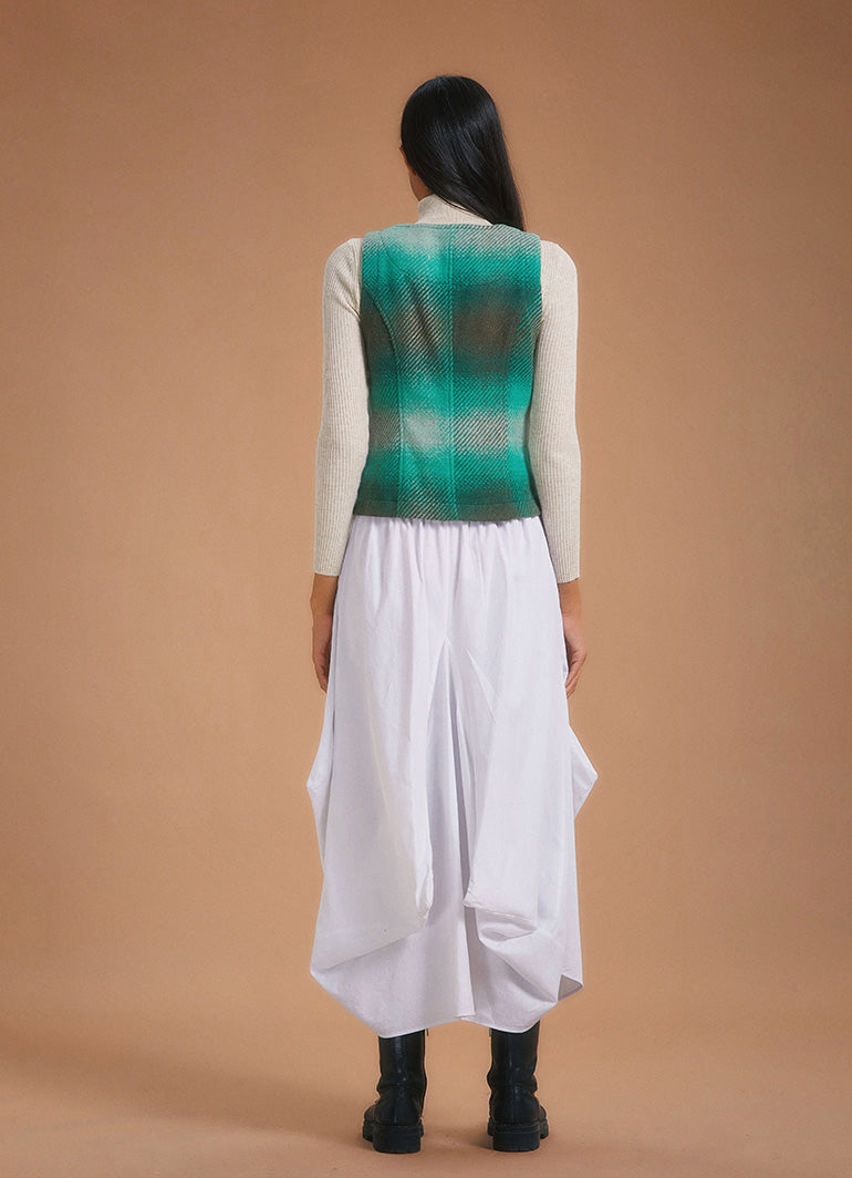 Bohemian Style White Long Skirt with Pockets and Drawstring Waist 1953