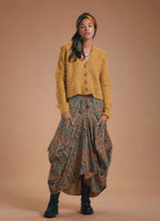 Ethnic Patterned Lace-Up Pocketed Long Harem Skirt 5330