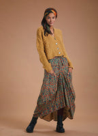 Ethnic Patterned Lace-Up Pocketed Long Harem Skirt 5330