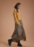 Ethnic Patterned Lace-Up Pocketed Long Harem Skirt 5330
